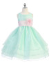 A-line Organza Tea Length Tiered Flower Girl Dress With Flower Sash